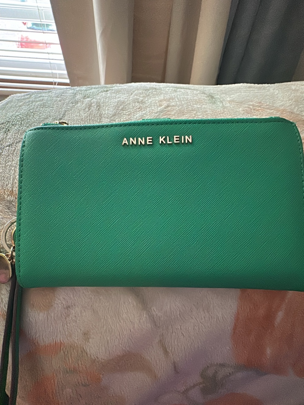 Anne Klein Emerald Green Saffiano Wristlet